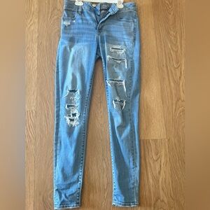 American Eagle Outfitters Light Blue Patched ripped Distressed High rise Jeans